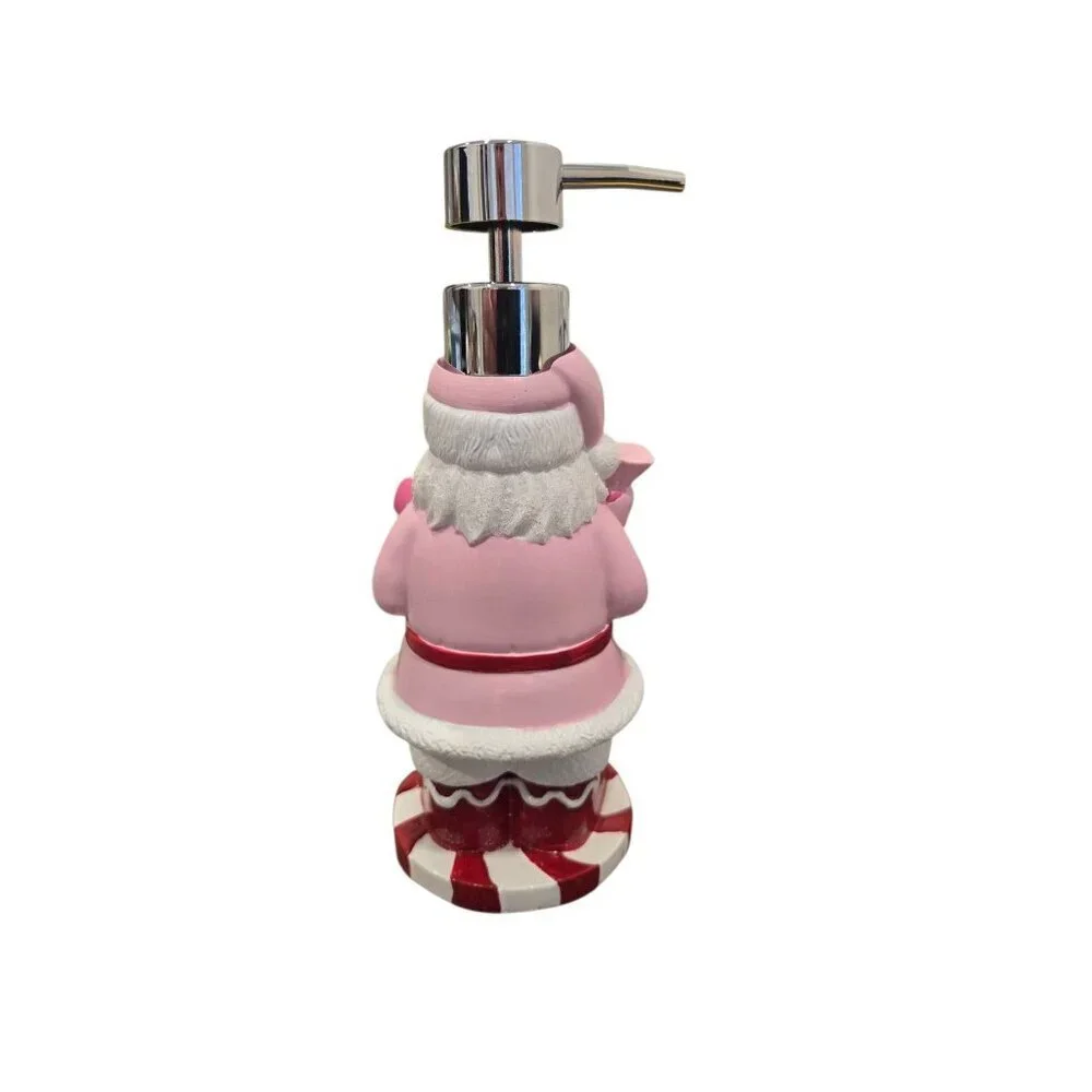 New Pink Red Peppermint Candy Santa Claus Christmas Soap Dispenser Decoration